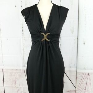 Cache sleeveless midi black dress